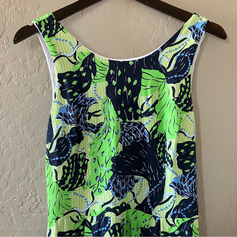 Melly M Green and Blue Patterned Mini Dress - Picture 3 of 8